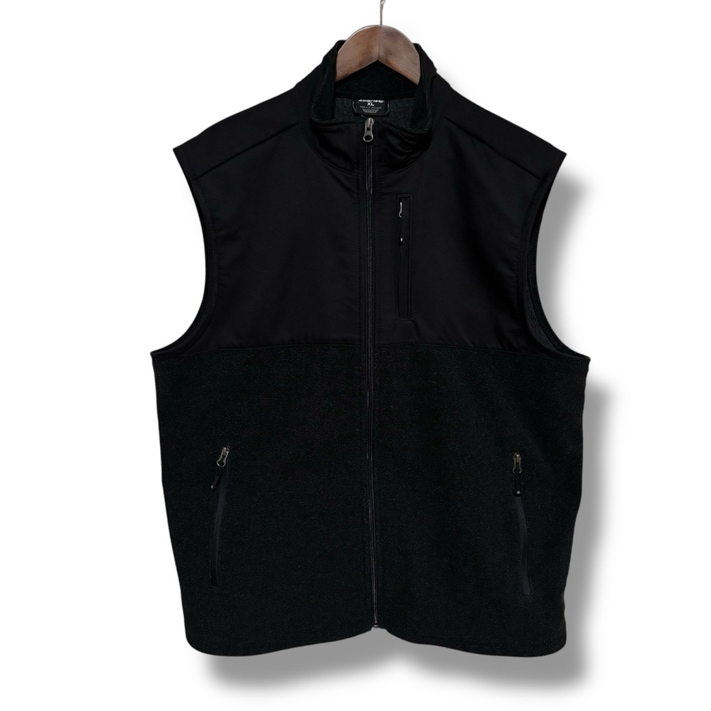 Solaris Men's Polyester Full Zip Outdoor Hiking Vest Black Size XL 25.5 x 28.5